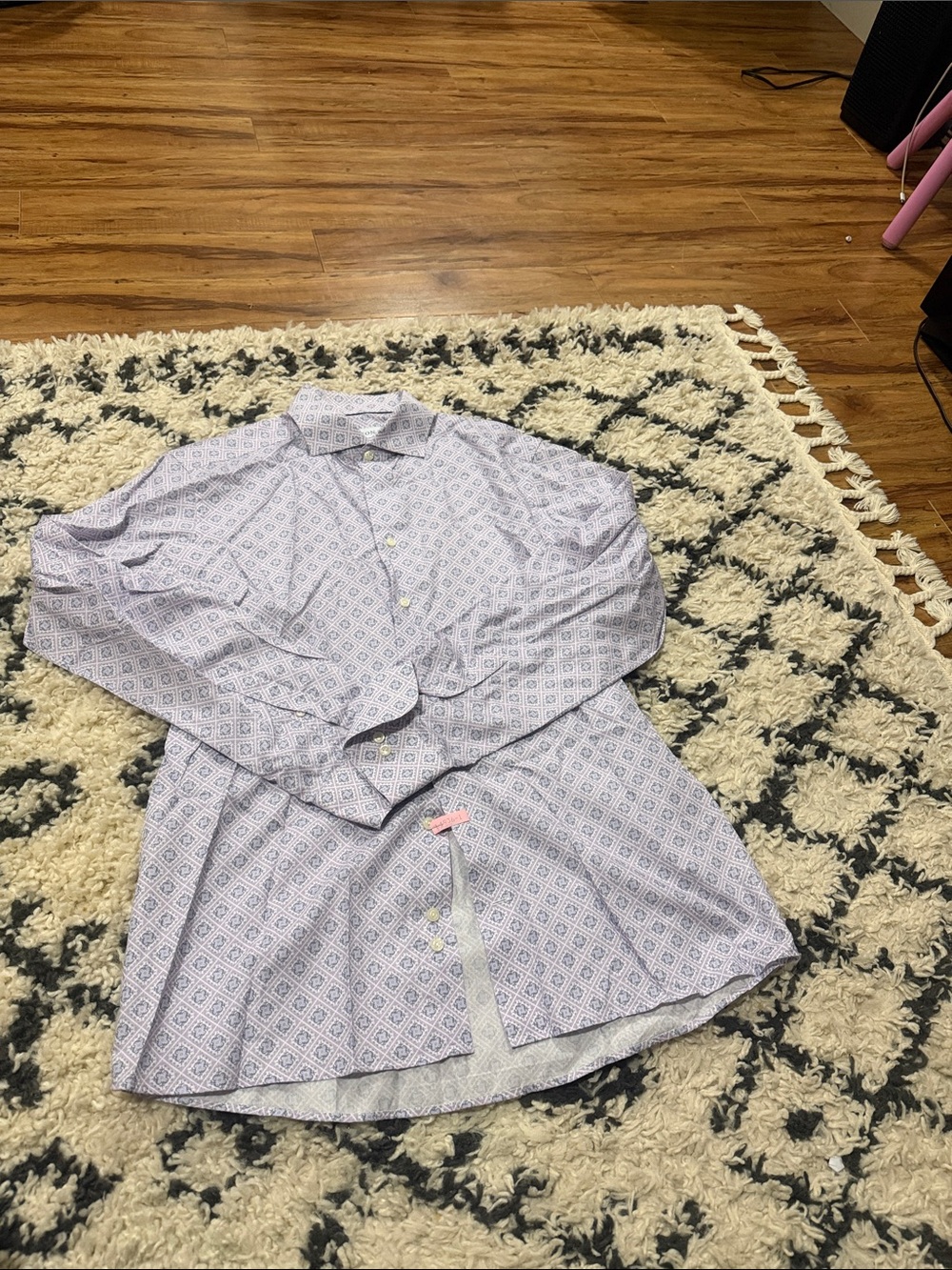 Eton Lilac Geometric Print Button-Down Shirt